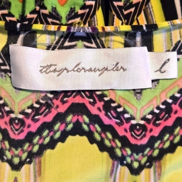 tbags Los Angeles Womens Abella Colorful Art To Wear Batwing Sleeve Dress Large - Picture 5 of 9